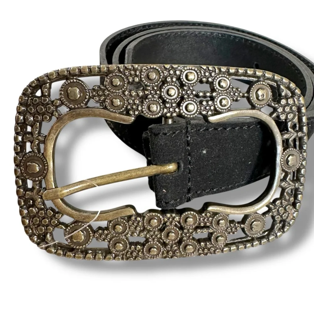 Free People Bohemian Witchy Suede Leather Soledad Jeans Belt Black NWT XS Small